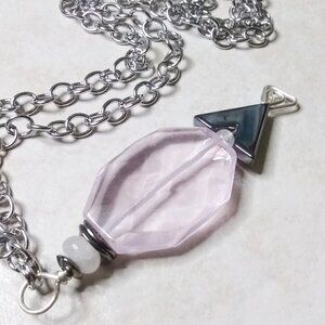 Delicate Soft Pink & GunMetal Black Necklace! Contrasts & Contradictions!